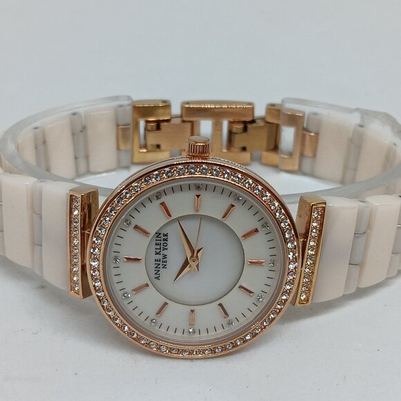 Anne Klein 12/2274RGST Women's 30mm Rose Tone + Ceramic Watch & Bracelet Set - Picture 11 of 11